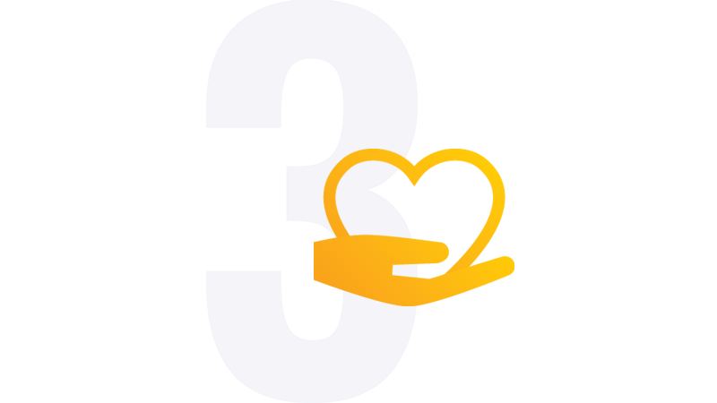 Icon of hands holding a heart to symbolize positive work