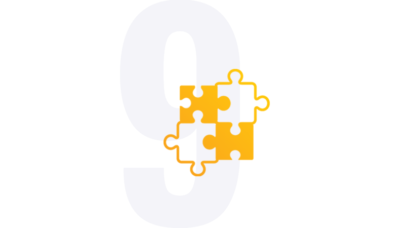 Icon of four puzzle pieces fitting together