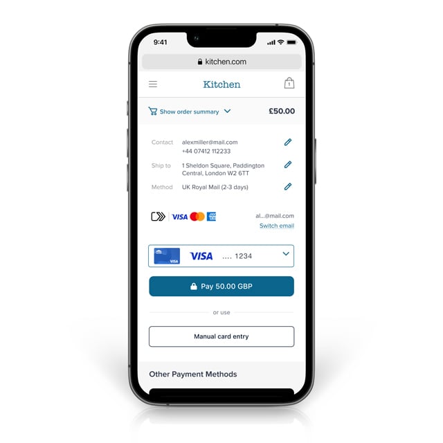 mobile screen showing visa card details